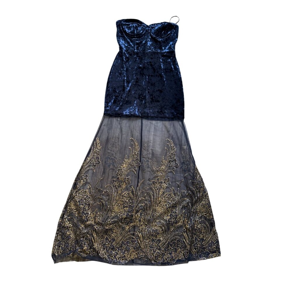 LAtiste Babydoll Velvet Embroidered Mesh Holiday Dress M Whimsigoth Coquette